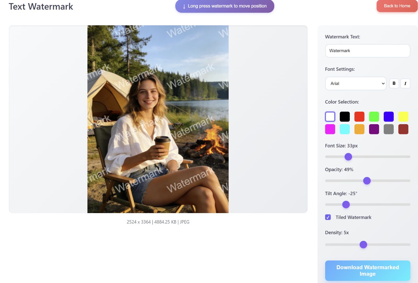 Text Watermark Process Display